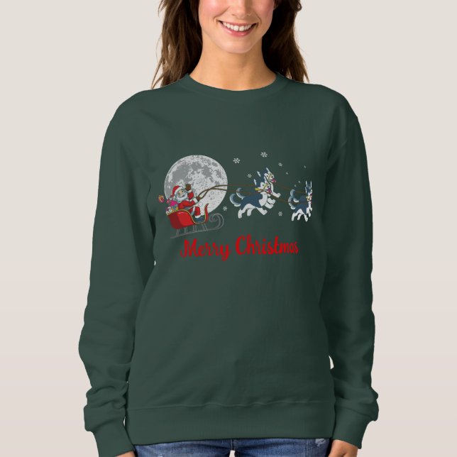 Frohe Weihnachten Weihnachten und Huskys Sweatshirt (Vorderseite)