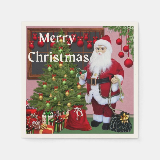 Frohe Weihnachten Weihnachten und Weihnachtsbaum Serviette (Vorderseite)