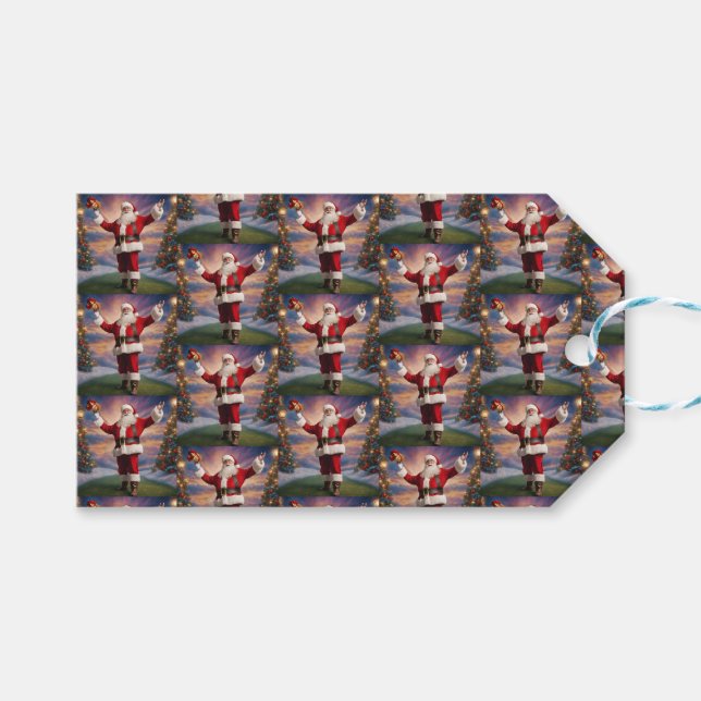 Frohe Weihnachten Weihnachten und Weihnachtsbaumen Geschenkanhänger (Vorderseite (Horizontal))
