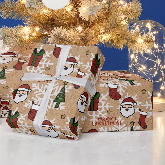 Frohe Weihnachten Weihnachten Weihnachten Kraft Br Geschenkpapier (Feiertage)