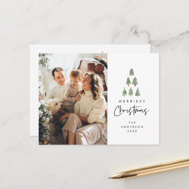 Frohe Weihnachten, Weihnachten, Weihnachten Tree F Postkarte (Vorderseite/Rückseite Beispiel)