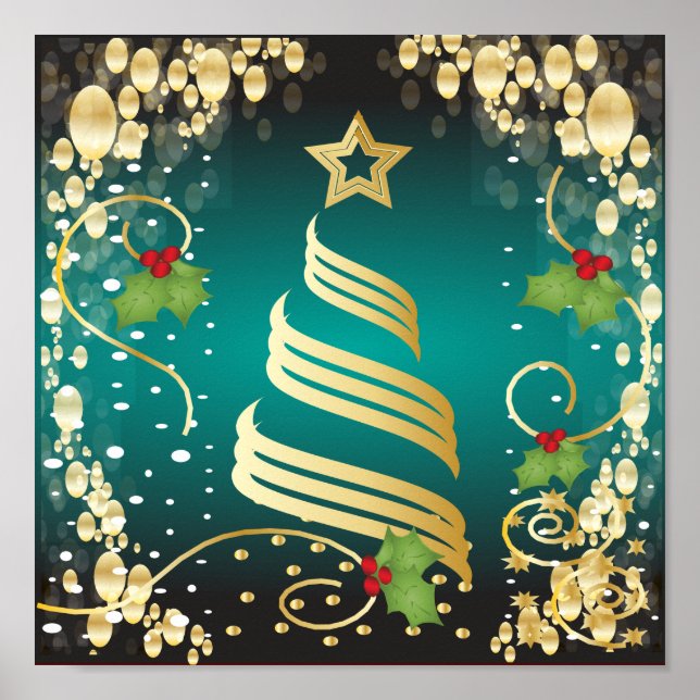 Frohe Weihnachten Weihnachten Weihnachten Türkis B Poster (Vorne)