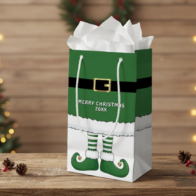 Frohe Weihnachten Weihnachten Weihnachten Weihnach Kleine Geschenktüte (Merry Christmas Santa Elf Holiday Green Small Gift Bag
)