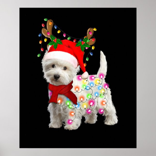 Frohe Weihnachten Weihnachten Westie Hund Reindeer Poster (Vorne)