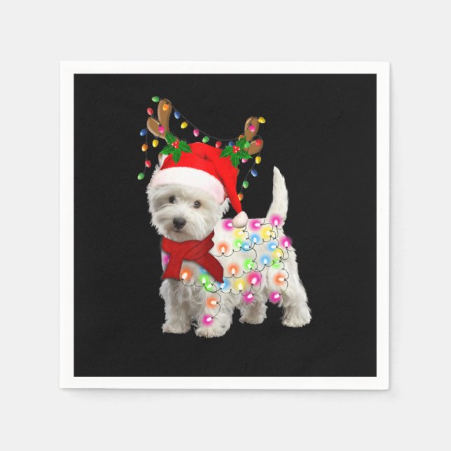 Frohe Weihnachten Weihnachten Westie Hund Reindeer Serviette (Vorderseite)
