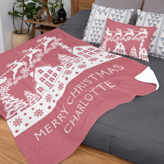 Frohe Weihnachten Weihnachten Winter Schneeflocken Fleecedecke (Von Creator hochgeladen)