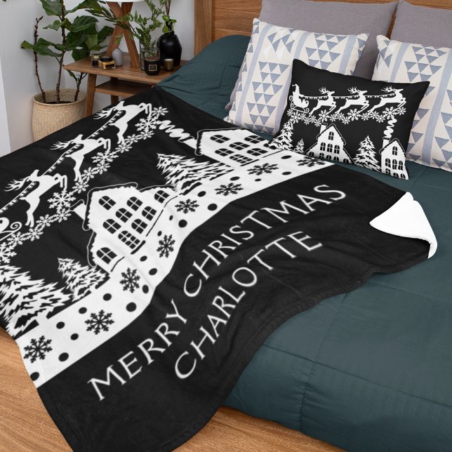 Frohe Weihnachten Weihnachten Winter Schneeflocken Sherpadecke (Von Creator hochgeladen)