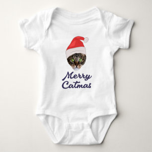 Frohe Weihnachten, Weihnachts-Katze Weihnachtsmann Baby Strampler