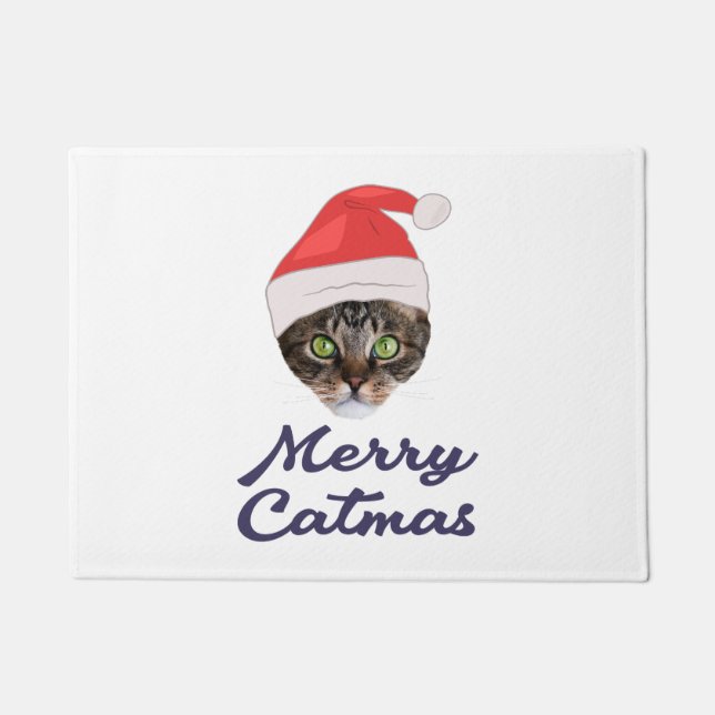 Frohe Weihnachten, Weihnachts-Katze Weihnachtsmann Fußmatte (Vorderseite)