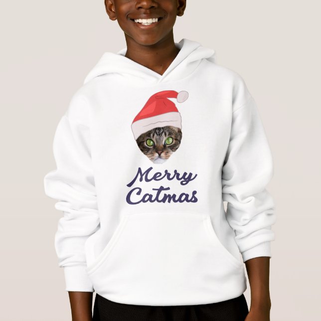 Frohe Weihnachten, Weihnachts-Katze Weihnachtsmann Hoodie (Vorderseite)
