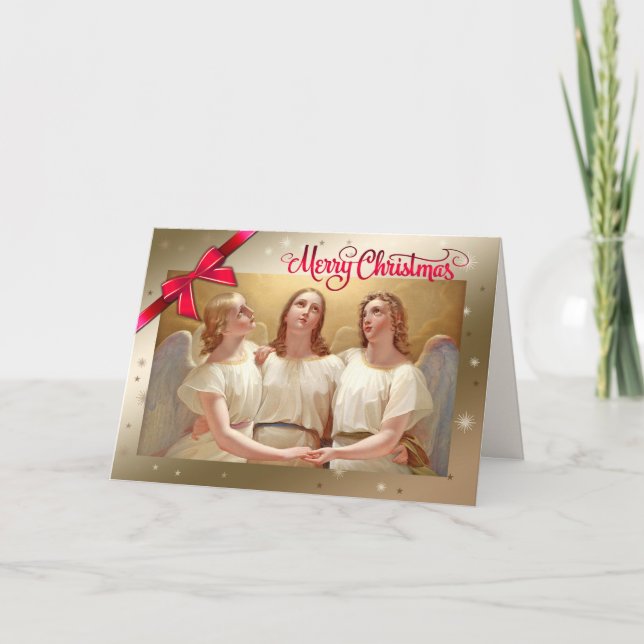 Frohe Weihnachten. WeihnachtsAngels Malerei Feiertagskarte (Vorderseite)