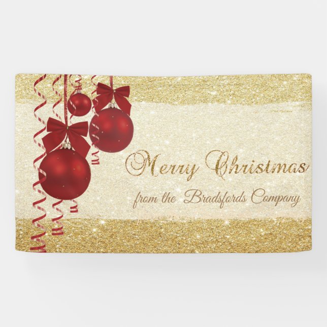 Frohe Weihnachten, Weihnachtsbälle, Glitterie, Fir Banner (Horizontal)