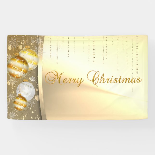 Frohe Weihnachten, Weihnachtsbälle, Imitate Gold Banner (Horizontal)