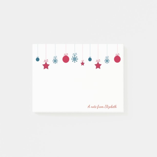 Frohe Weihnachten, Weihnachtsbälle Personalisiert Post-it Klebezettel (Vorderseite)