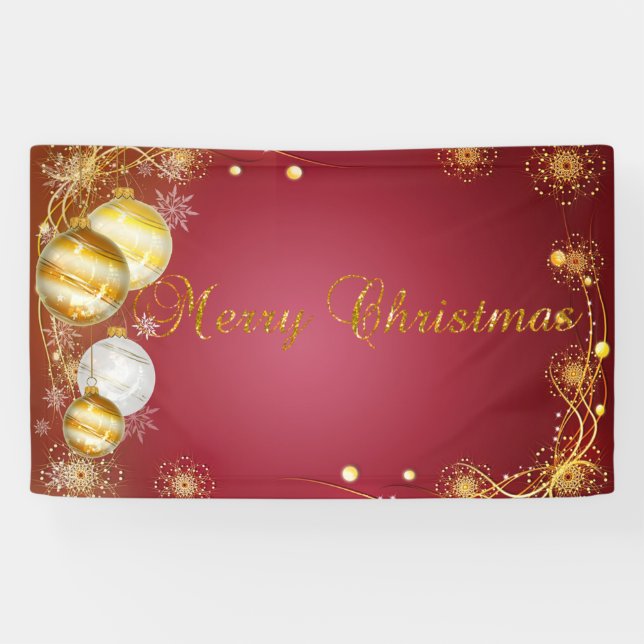 Frohe Weihnachten, Weihnachtsbälle, rot Banner (Horizontal)