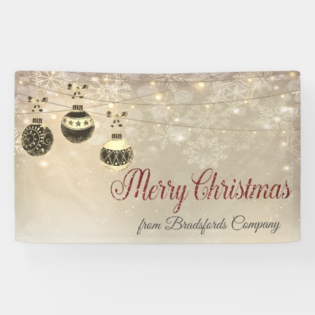 Frohe Weihnachten, Weihnachtsbälle, Schneeflocken Banner (Horizontal)