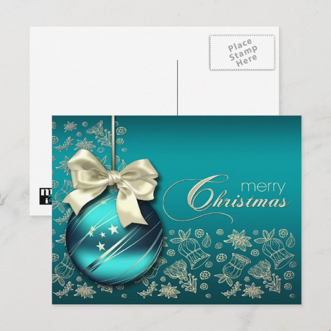 Frohe Weihnachten. Weihnachtsbauble Feiertagspostkarte (Vorne/Hinten)