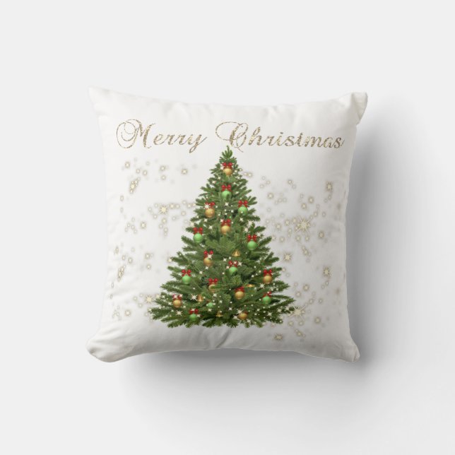 Frohe Weihnachten, Weihnachtsbaum, Bälle Kissen (Vorderseite)
