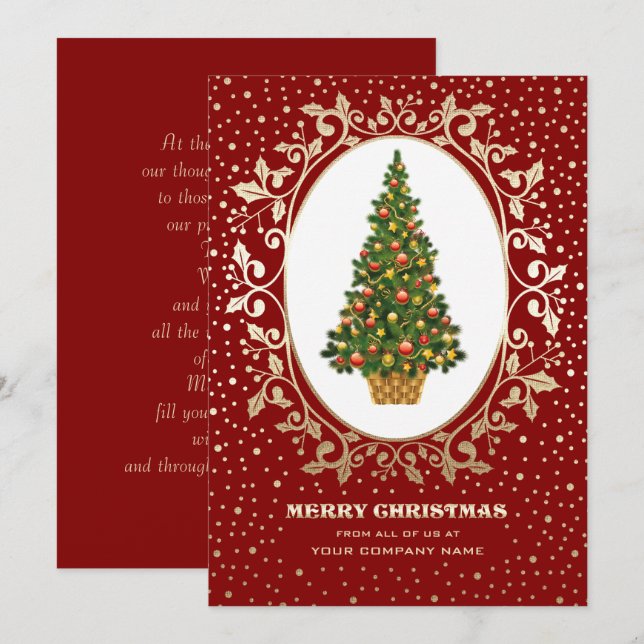 Frohe Weihnachten. Weihnachtsbaum Corporate Card Einladung (Vorne/Hinten)