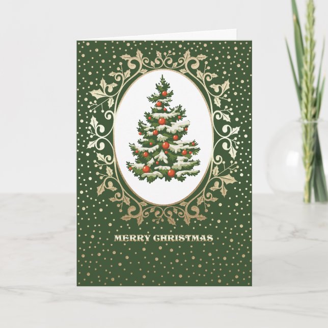 Frohe Weihnachten. Weihnachtsbaum Feiertagskarte (Vorderseite)