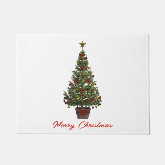Frohe Weihnachten. Weihnachtsbaum Fußmatte (Vorderseite)