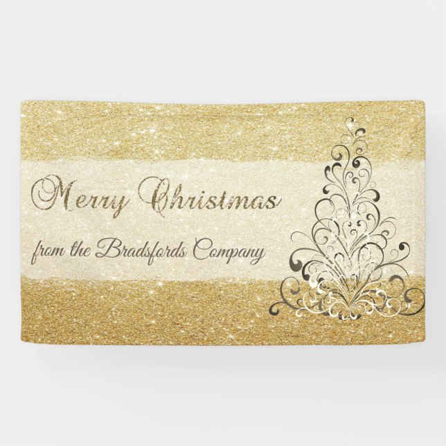 Frohe Weihnachten, Weihnachtsbaum, Glitterie, Firm Banner (Horizontal)