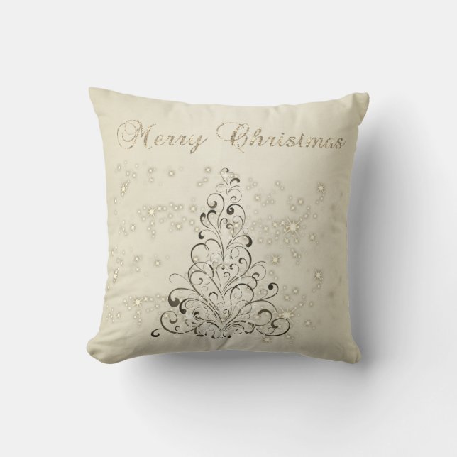 Frohe Weihnachten, Weihnachtsbaum, Glitzern Kissen (Vorderseite)