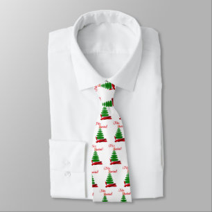Frohe Weihnachten - Weihnachtsbaum mit rotem Band Krawatte