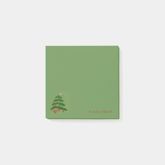 Frohe Weihnachten, Weihnachtsbaum - Personalisiert Post-it Klebezettel (Vorderseite)