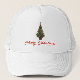 Frohe Weihnachten. Weihnachtsbaum Truckerkappe