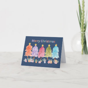 Frohe Weihnachten Weihnachtsbäume und Geschenke Karte