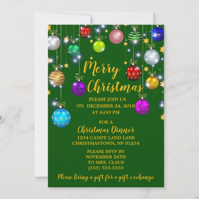 Frohe Weihnachten, Weihnachtsessen Einladung (Vorderseite)