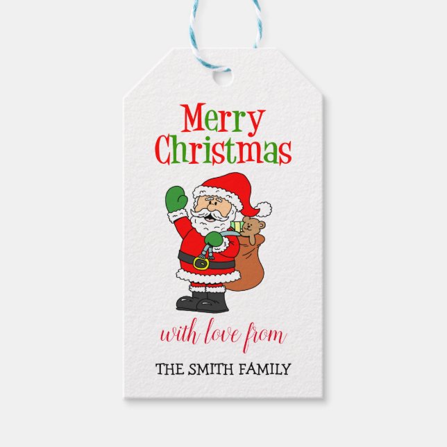 Frohe Weihnachten Weihnachtsfamilie Personalisiert Geschenkanhänger (Vorderseite)