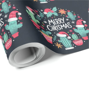 Frohe Weihnachten-Weihnachtskaktus-Pflanze Geschenkpapier