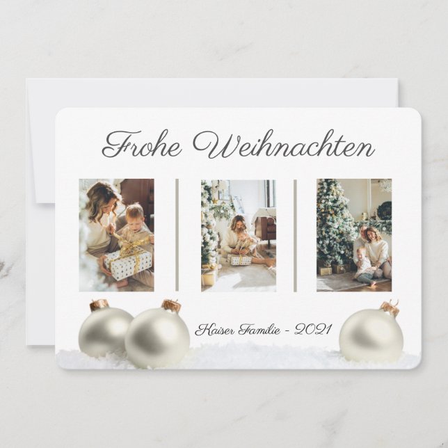 Frohe Weihnachten - Weihnachtskarte mit Fotos (Vorderseite)