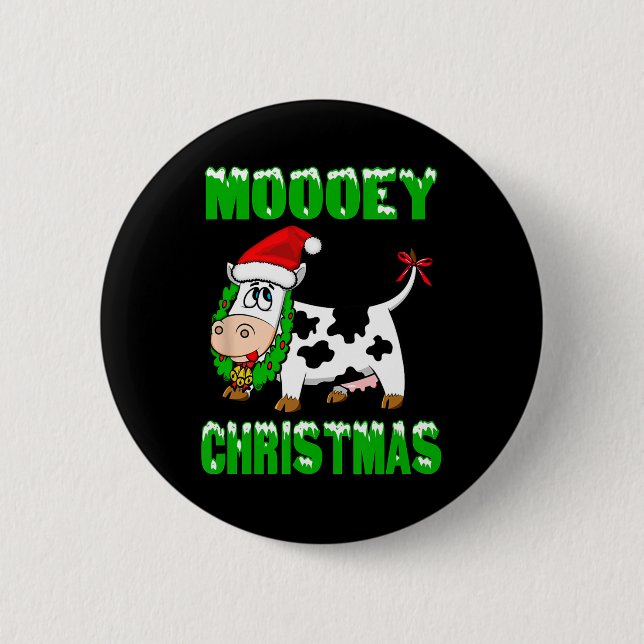 Frohe Weihnachten - Weihnachtskuh  Button (Vorderseite)