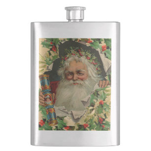 Frohe Weihnachten Weihnachtsmann Antike Klassik Flachmann
