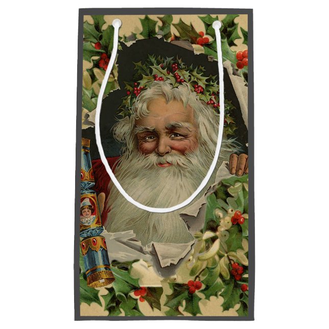 Frohe Weihnachten Weihnachtsmann Antike Klassik Kleine Geschenktüte (Vorderseite)