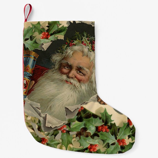 Frohe Weihnachten Weihnachtsmann Antike Klassik Kleiner Weihnachtsstrumpf (Vorderseite)