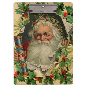 Frohe Weihnachten Weihnachtsmann Antike Klassik Klemmbrett