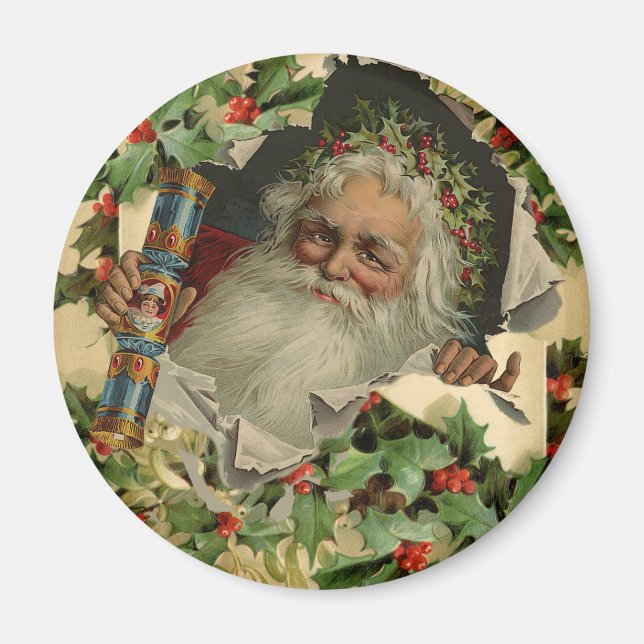 Frohe Weihnachten Weihnachtsmann Antike Klassik Magnet (Vorne)