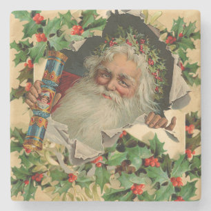 Frohe Weihnachten Weihnachtsmann Antike Klassik Steinuntersetzer