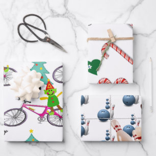 Frohe Weihnachten Weihnachtsmann Bowling Weihnacht Geschenkpapier Set
