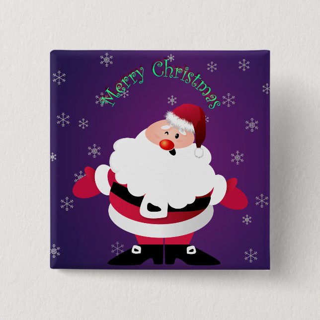 Frohe Weihnachten Weihnachtsmann Button (Vorderseite)