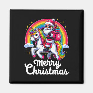 Frohe Weihnachten Weihnachtsmann Einhorn Girls Kin Magnet