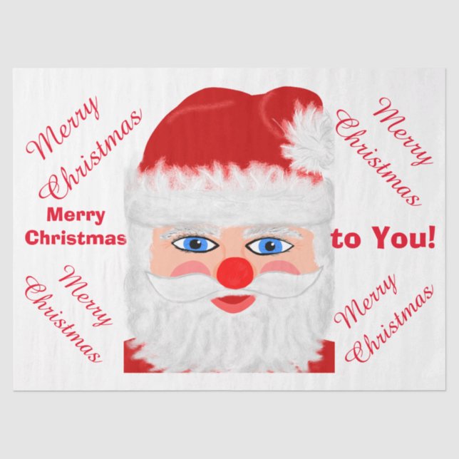 Frohe Weihnachten Weihnachtsmann Gruß Seidenpapier (Vorderseite)