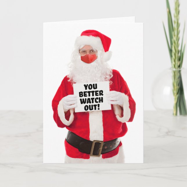 Frohe Weihnachten Weihnachtsmann in Covid-Gesichts (Vorderseite)