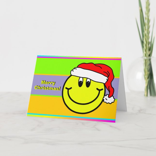 Frohe Weihnachten Weihnachtsmann lächelt Gesicht G Karte (Vorderseite)