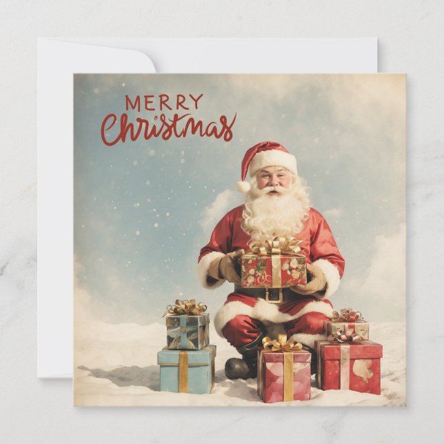 Frohe Weihnachten Weihnachtsmann mit Geschenken (Vorderseite)
