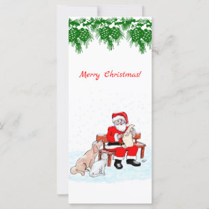 Frohe Weihnachten - Weihnachtsmann mit Katze und H